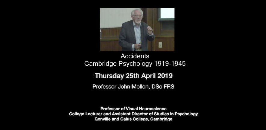 photo of Prof J. Mollon during talk "Accidents: Cambridge Psychology 1919-1945"