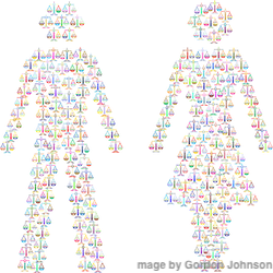 image of female and male made of scales