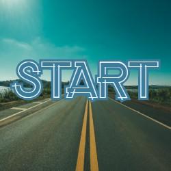 road with the word "start" 