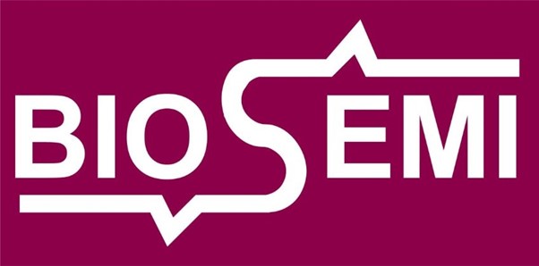 The BioSemi Logo against dark pink background