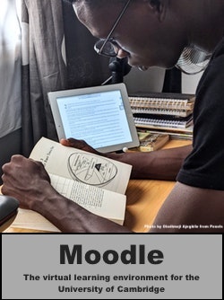 student reading a book and with a text open on the iPad.