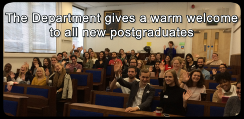 An image of new graduates with accompanying text: the department gives a warm welcome to all new graduates