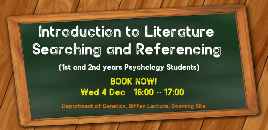 intro to literature searching for 1st and 2nd years. book now