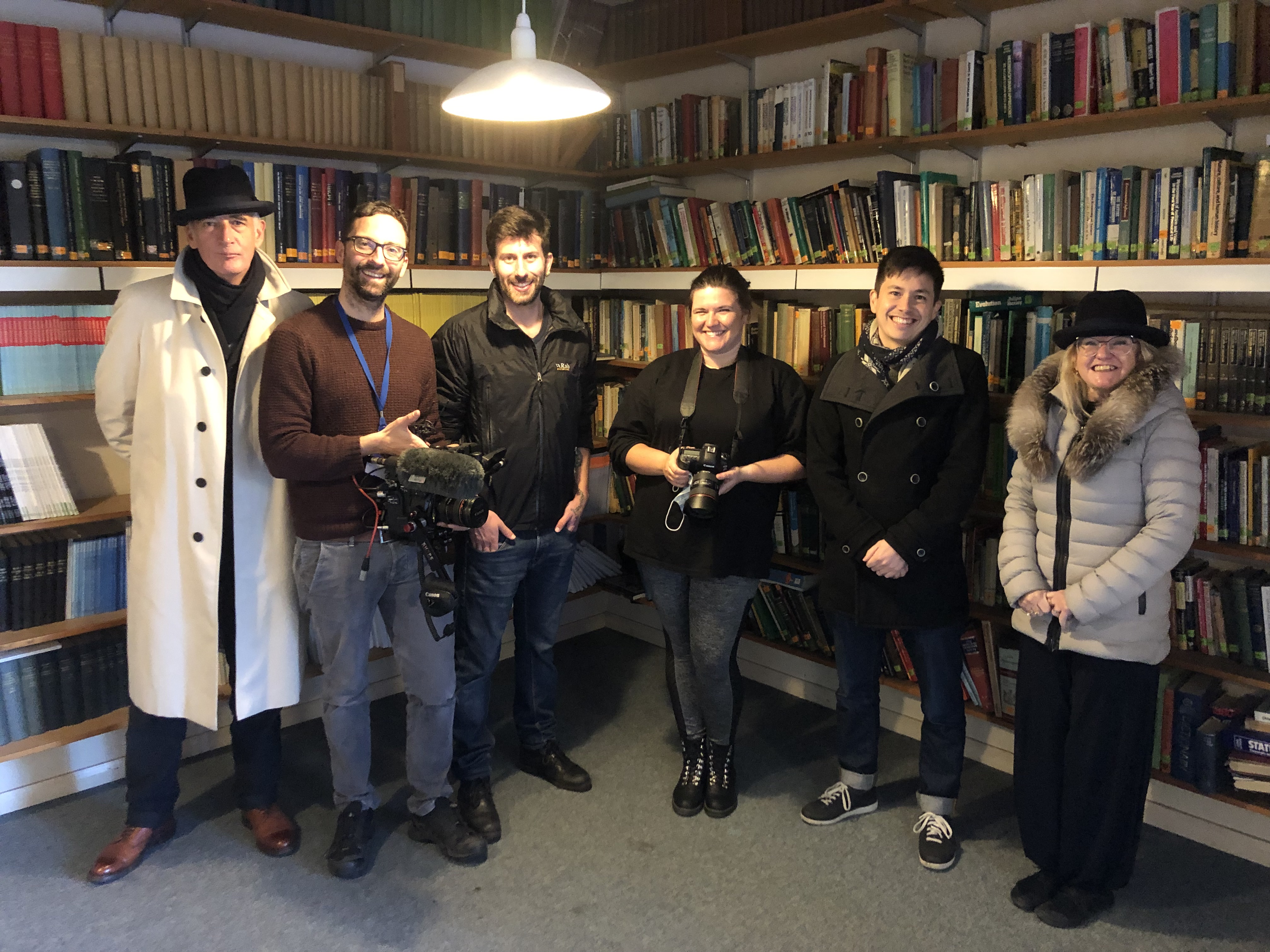 The team for the day. From left to right. Professor Clive Wilkins, David Stock, New Scientist, (Director of photography), Eli Garcia Pelegrin (lead author), Emily Baker, New Scientist, (Production director), Sam Wong, New Scientist, (Reporter and journali